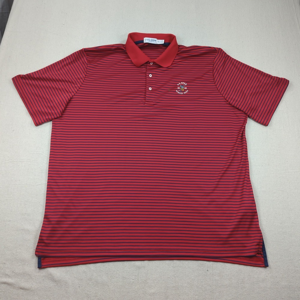 US‎ Open Shirt Mens 3XL Red Striped Winged Foot 2020 Golf Performance Stretch